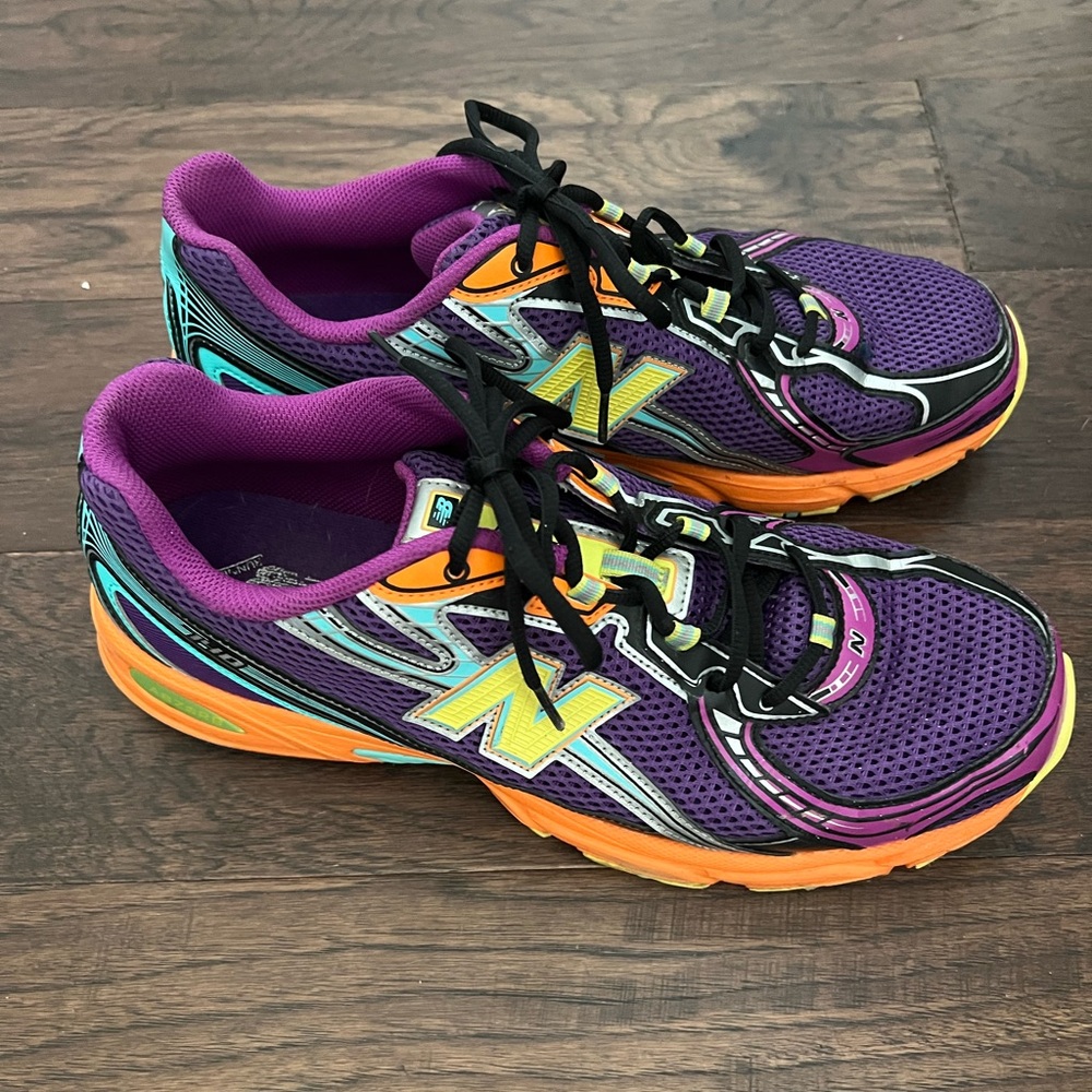 New Balance 740 Purple and Orange Athletic Shoes with Mesh Upper